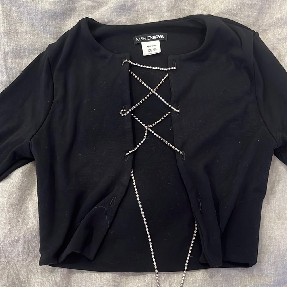 Lace Up Long Sleeve Crop Top